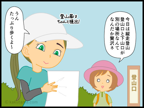 登山用語「縦走」に関する4コマ漫画