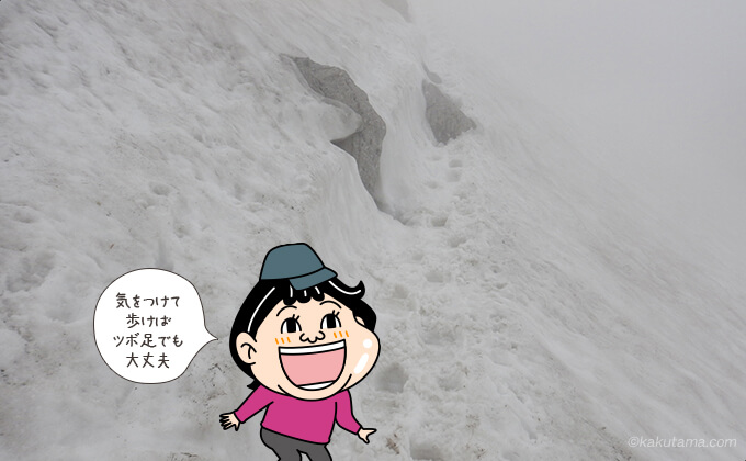 針ノ木岳山頂につうづる雪渓