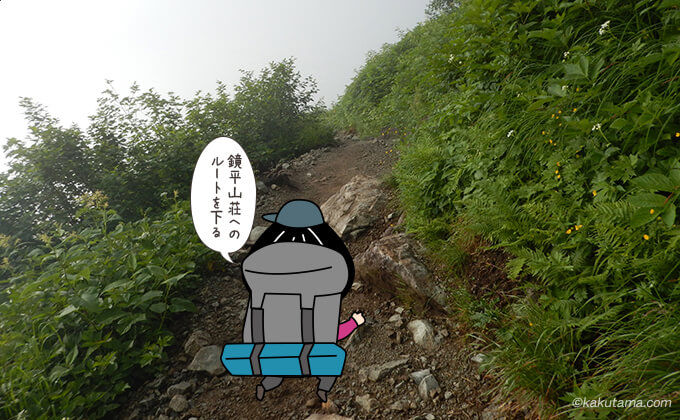 鏡平山荘へのルートを下る