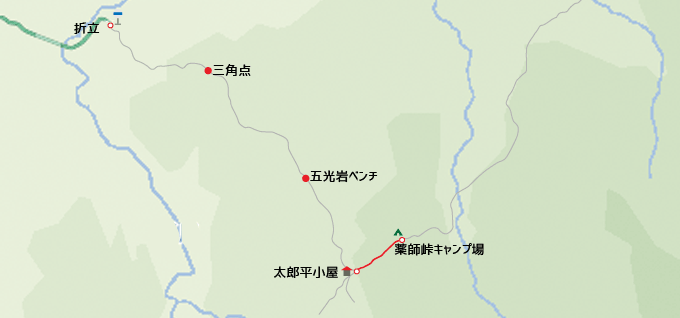 地図太郎平小屋から薬師峠キャンプ場