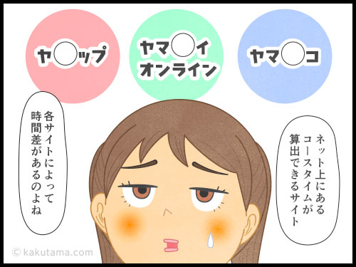 登山用語「コースタイム」について考え込む登山者のマンガとイラスト