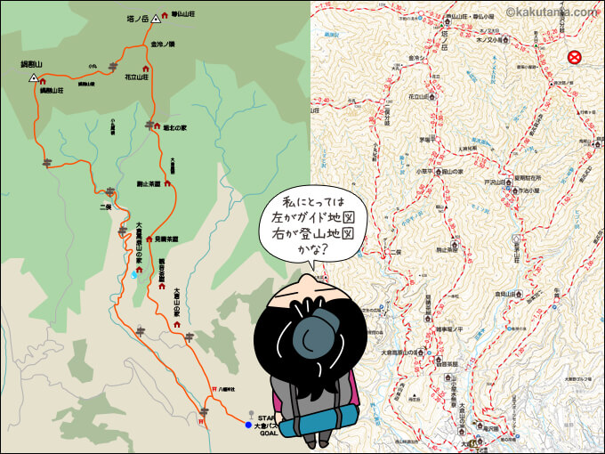 ガイド地図と登山地図