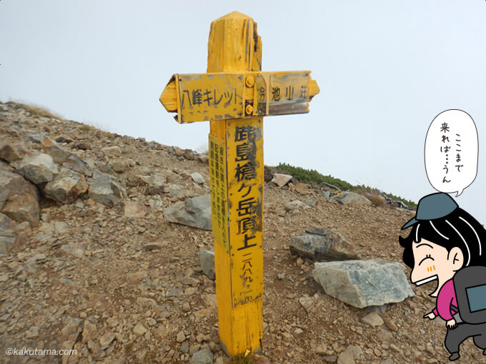 鹿島槍ヶ岳の山頂の標識