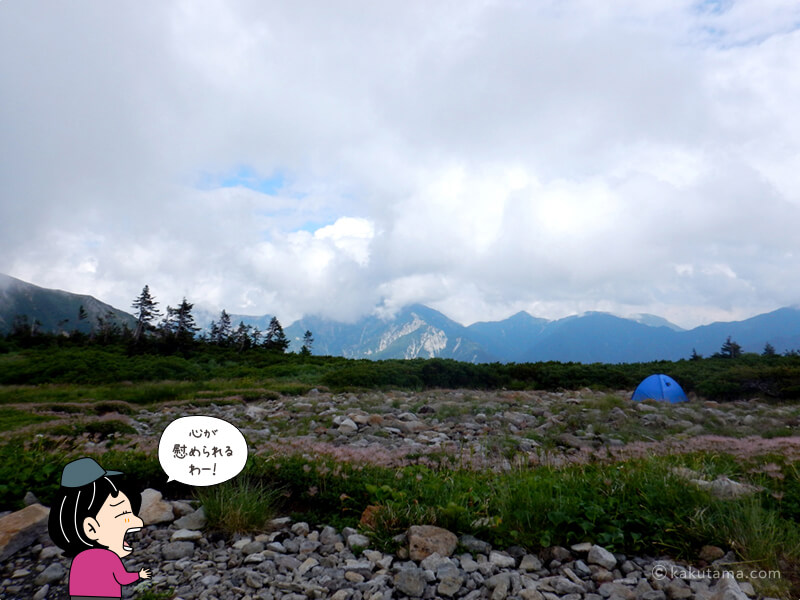 五色ヶ原キャンプ場から見る立山