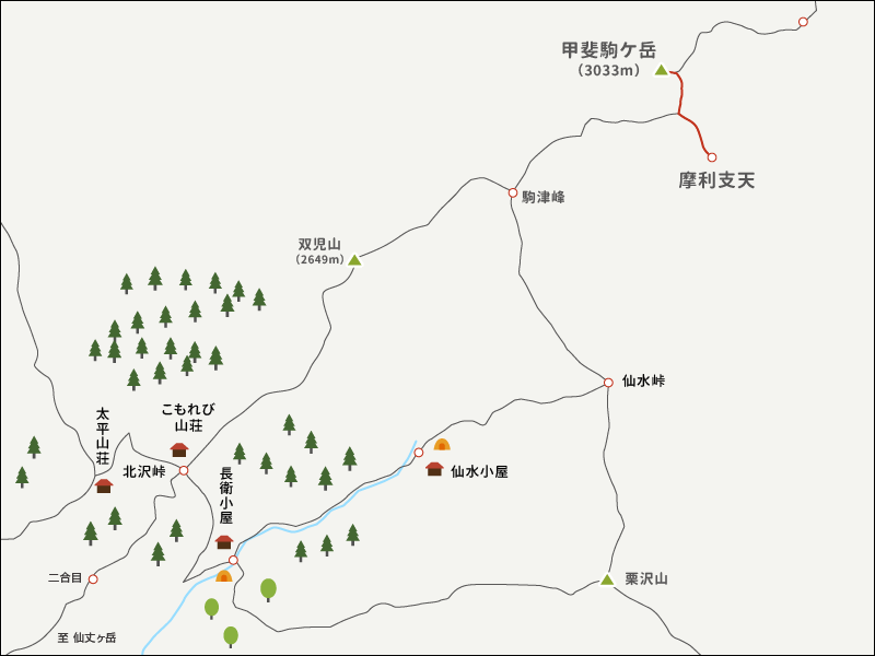 甲斐駒ケ岳イラストマップ