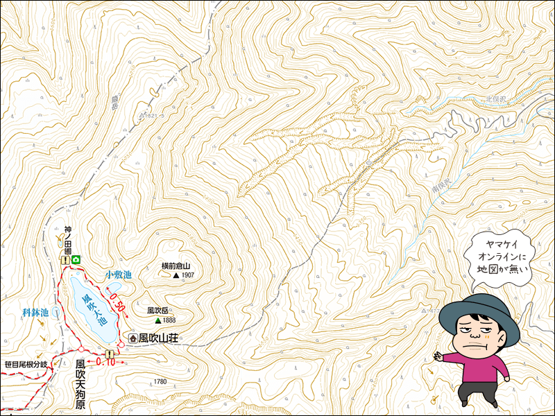 風吹岳の地図