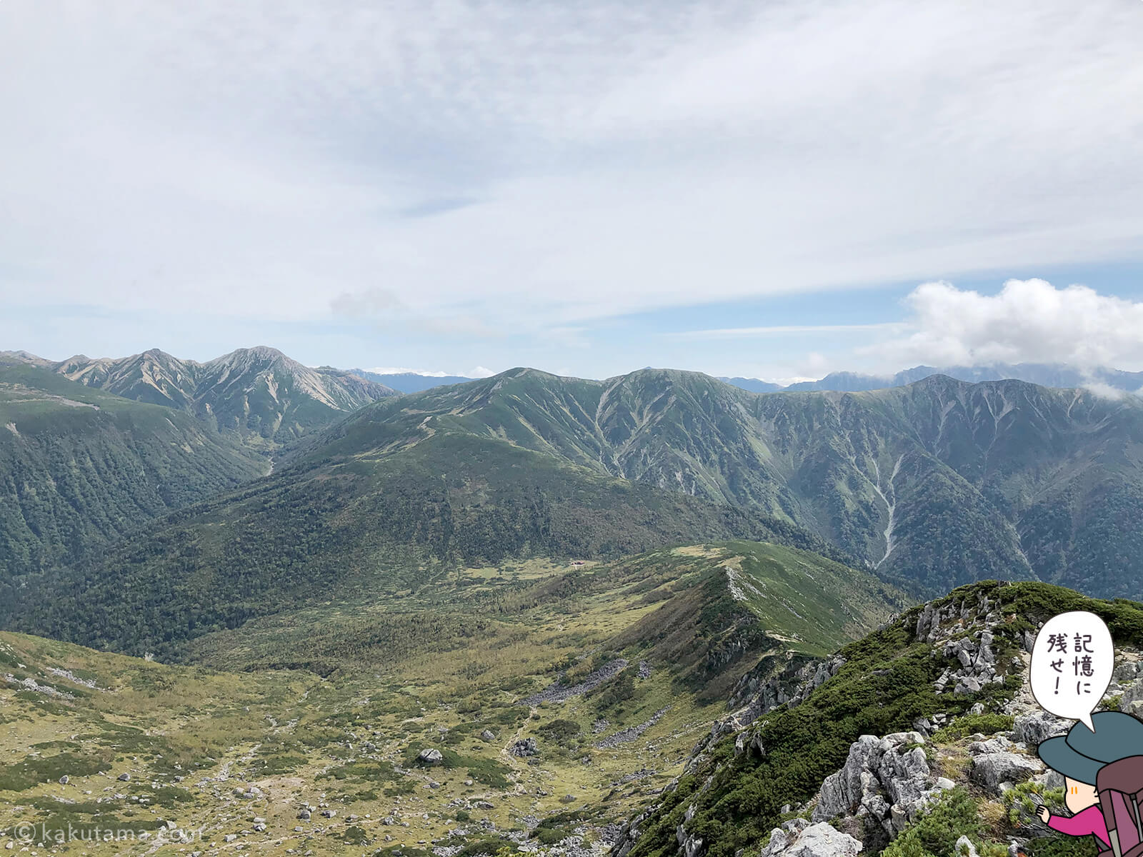 黒部五郎岳山頂から見る北アルプス山々