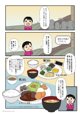 槍ヶ岳山荘の朝食の漫画