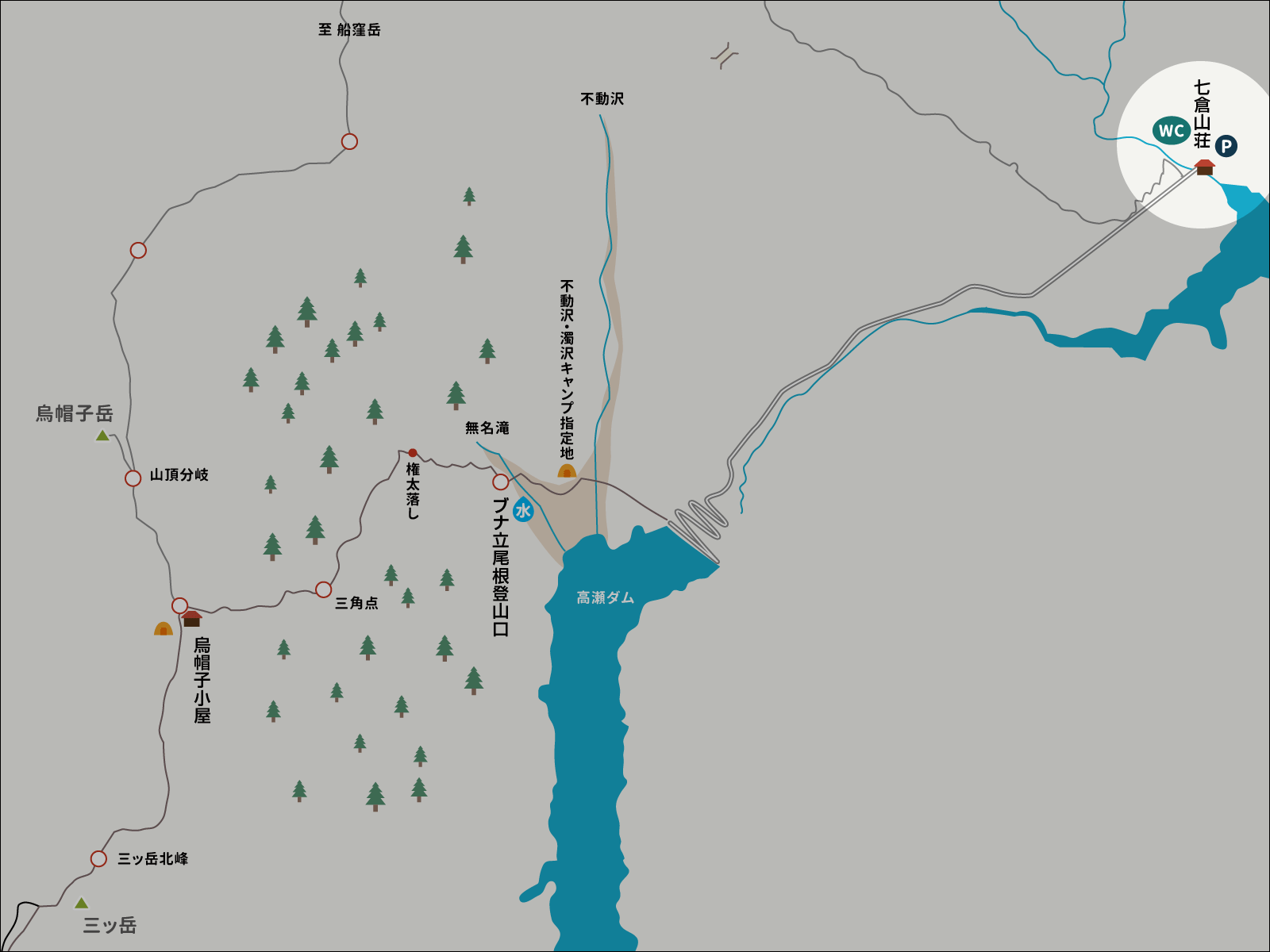七倉山荘地図
