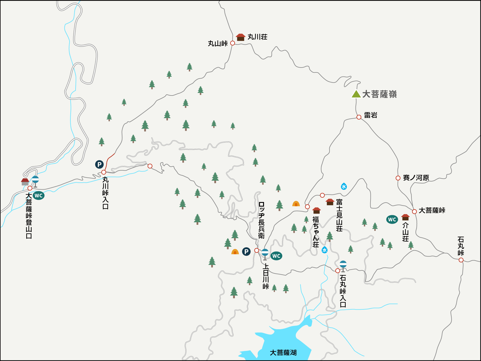丸川峠のイラストマップ