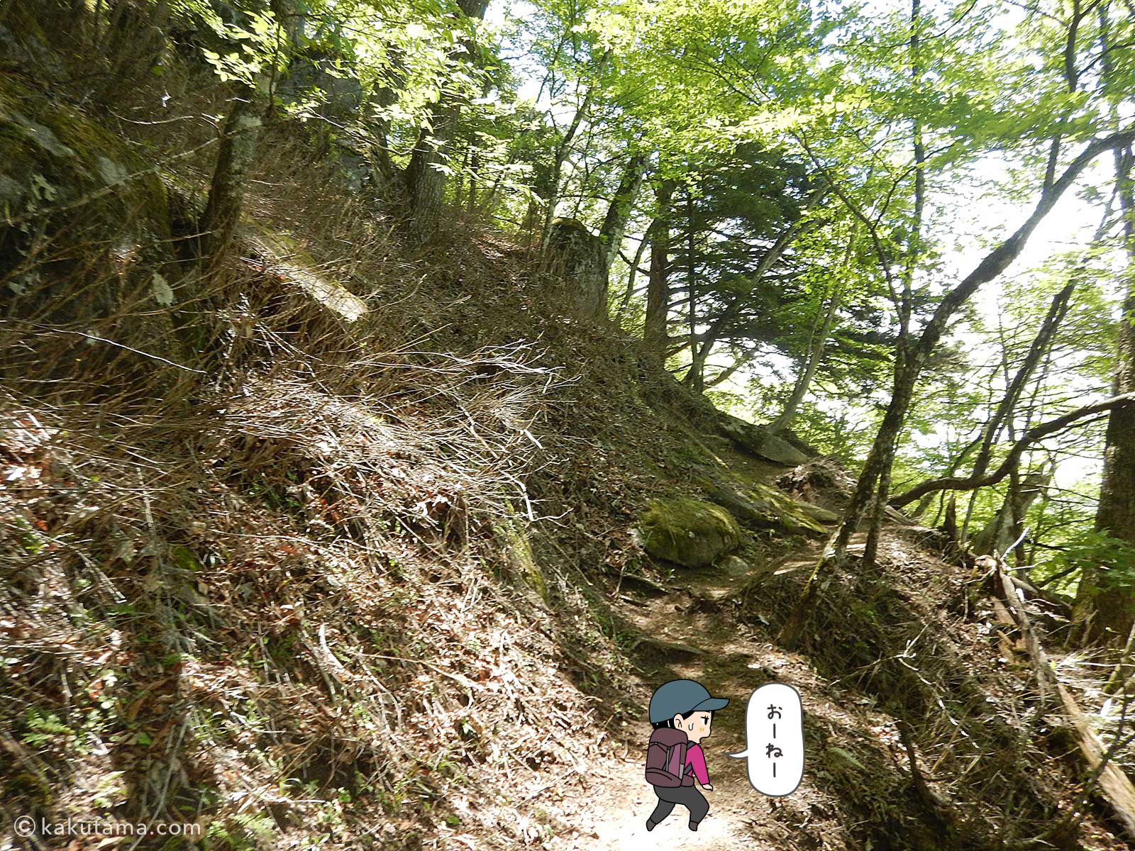 丸川荘へ向かって登る登山者のイラスト8