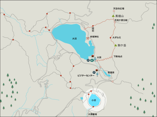 赤城山小沼のイラストマップ