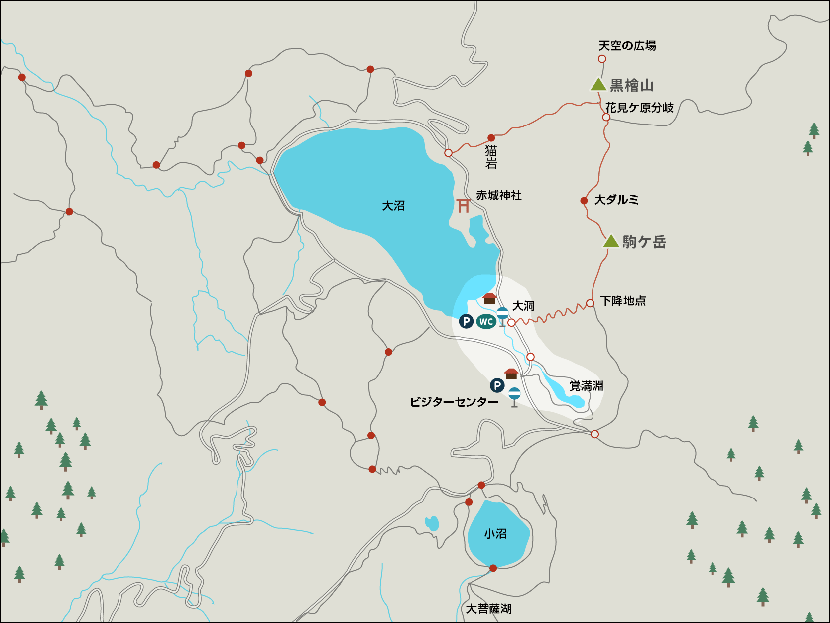 赤城山ビジターセンターイラストマップ