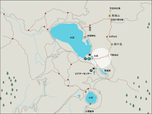 赤城山駒ケ岳へのイラストマップ1