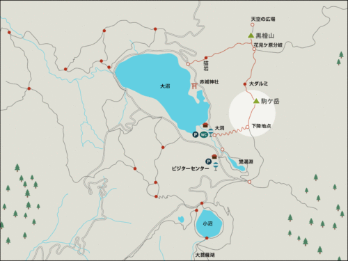 赤城山駒ケ岳へのイラストマップ2