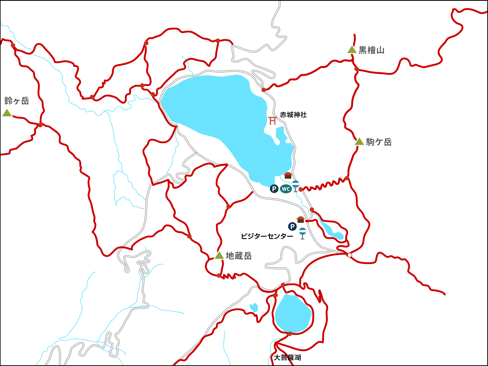 赤城山の登山イラストマップ
