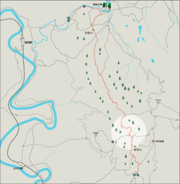 奥久慈男体山から白木山分岐点までのイラストマップ
