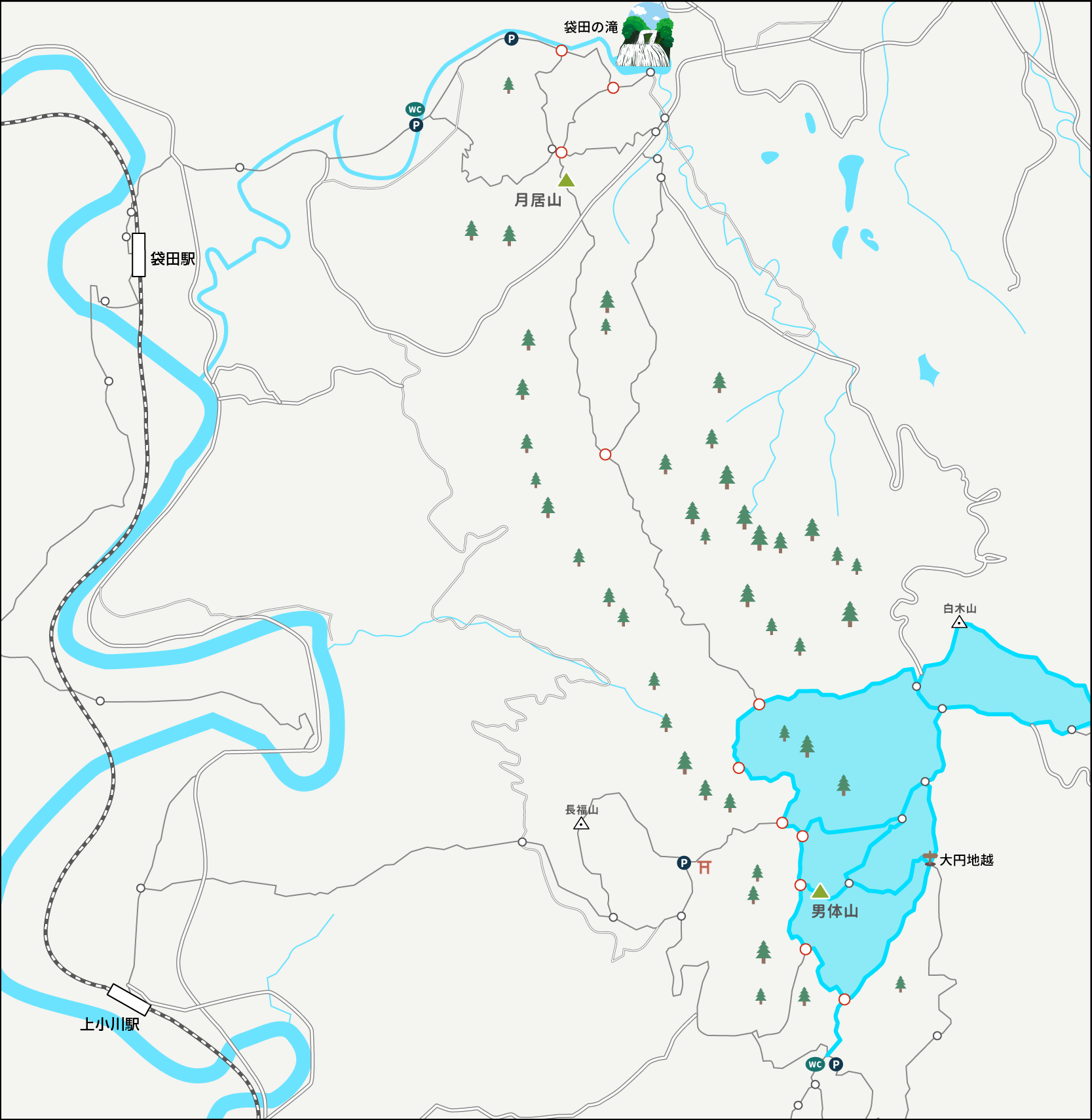 奥久慈男体山周辺の地図