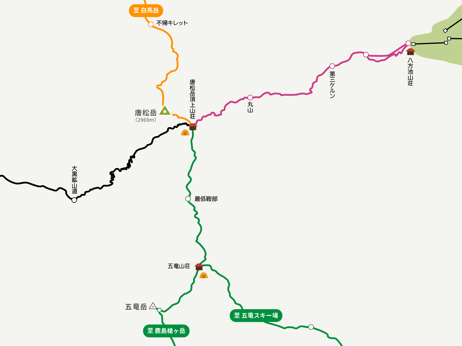 唐松岳へのイラストマップ
