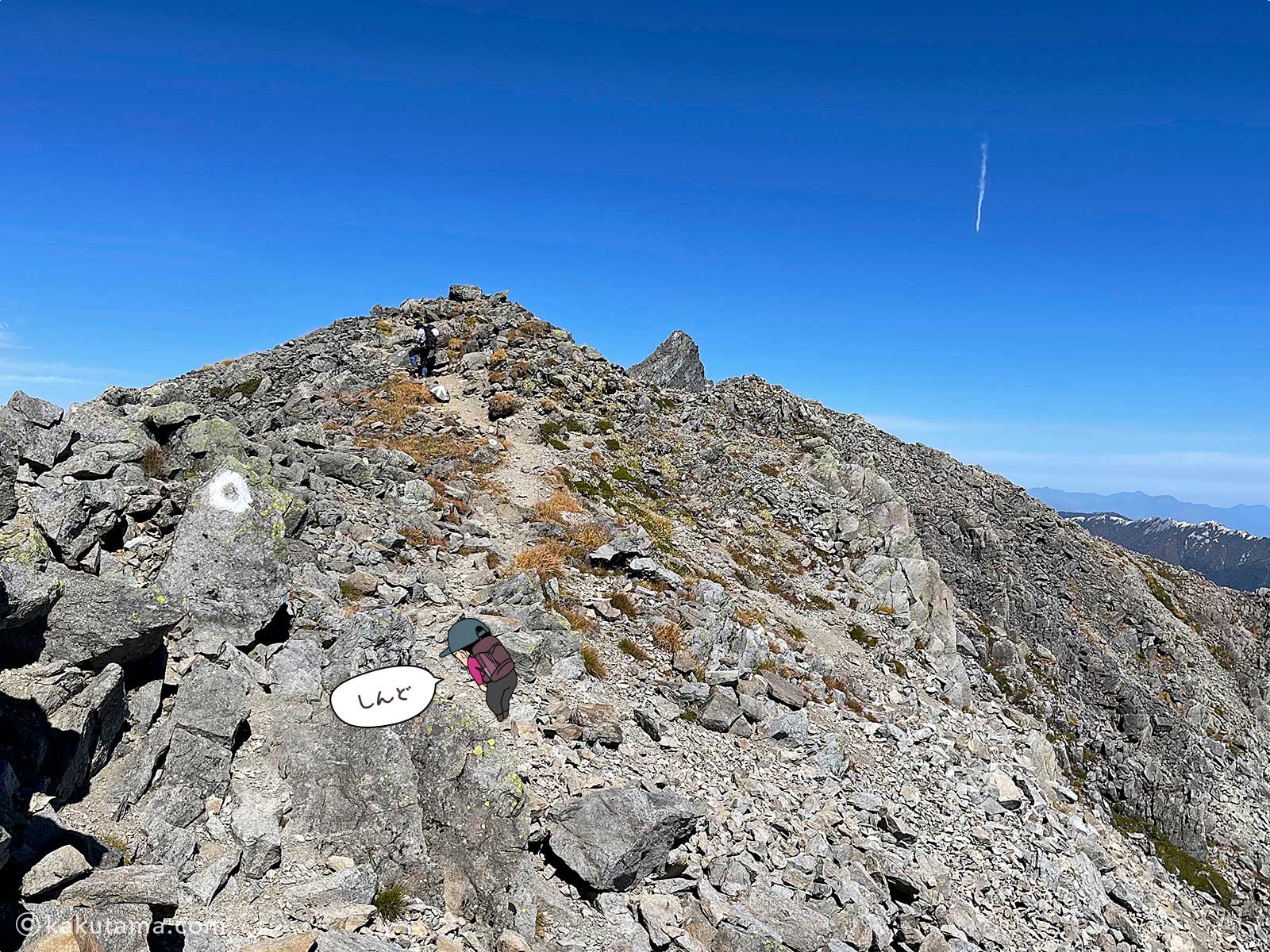 大喰岳へ登っていく写真と登山者のイラスト