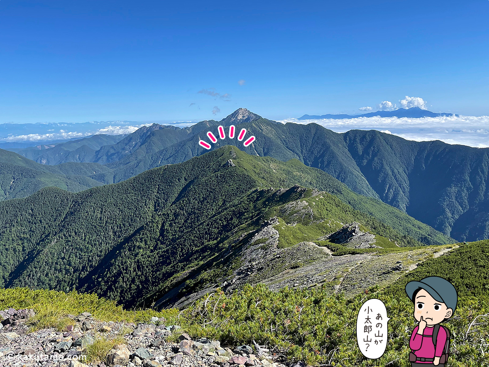 小太郎山がよくわからない登山者のイラストと写真