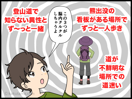 登山を経験すればするほど山の怖さが分かってくる単独登山者の4コマ漫画