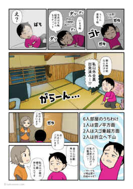 北アルプス、薬師岳山荘に泊まった翌日の登山者の漫画