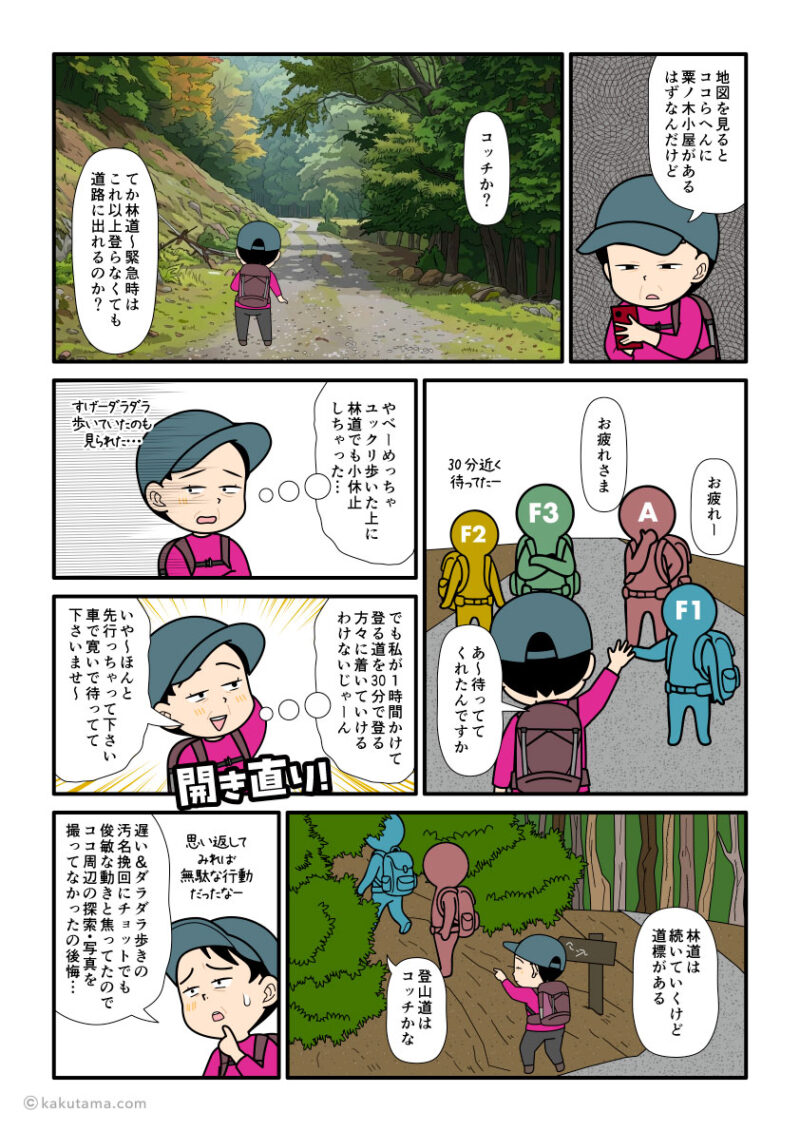 大杉谷から大台ケ原へ縦走する途中ある林道エリアの漫画とイラスト