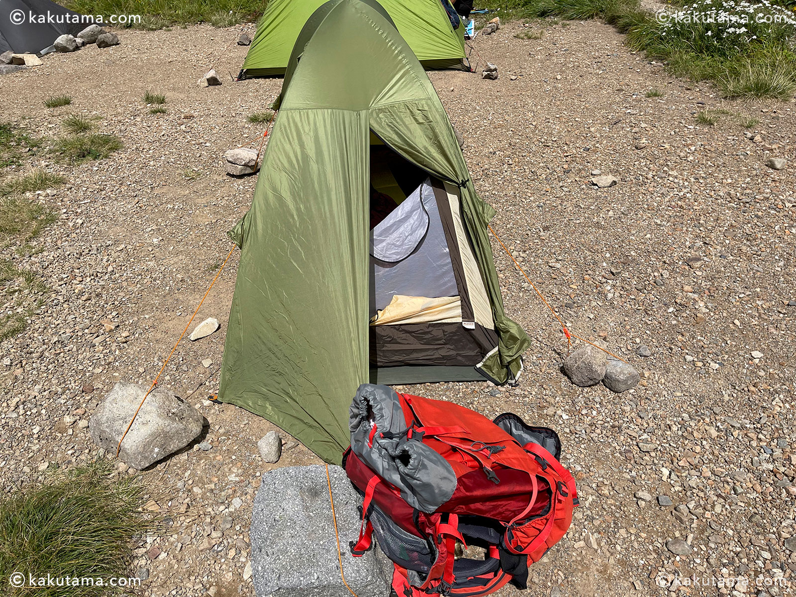 白山、南竜ヶ馬場野営場に張ったテントの写真