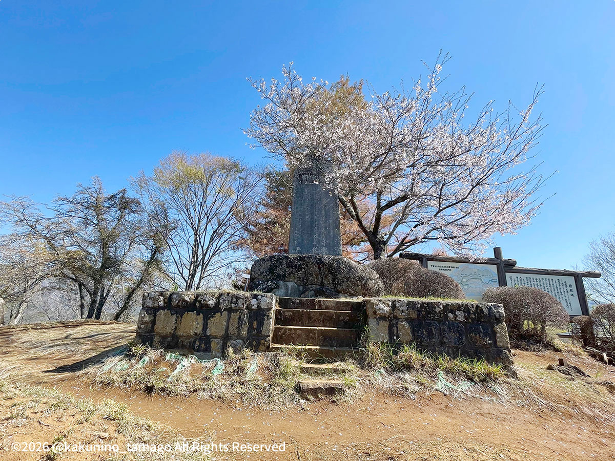 岩殿山山頂の石碑の写真