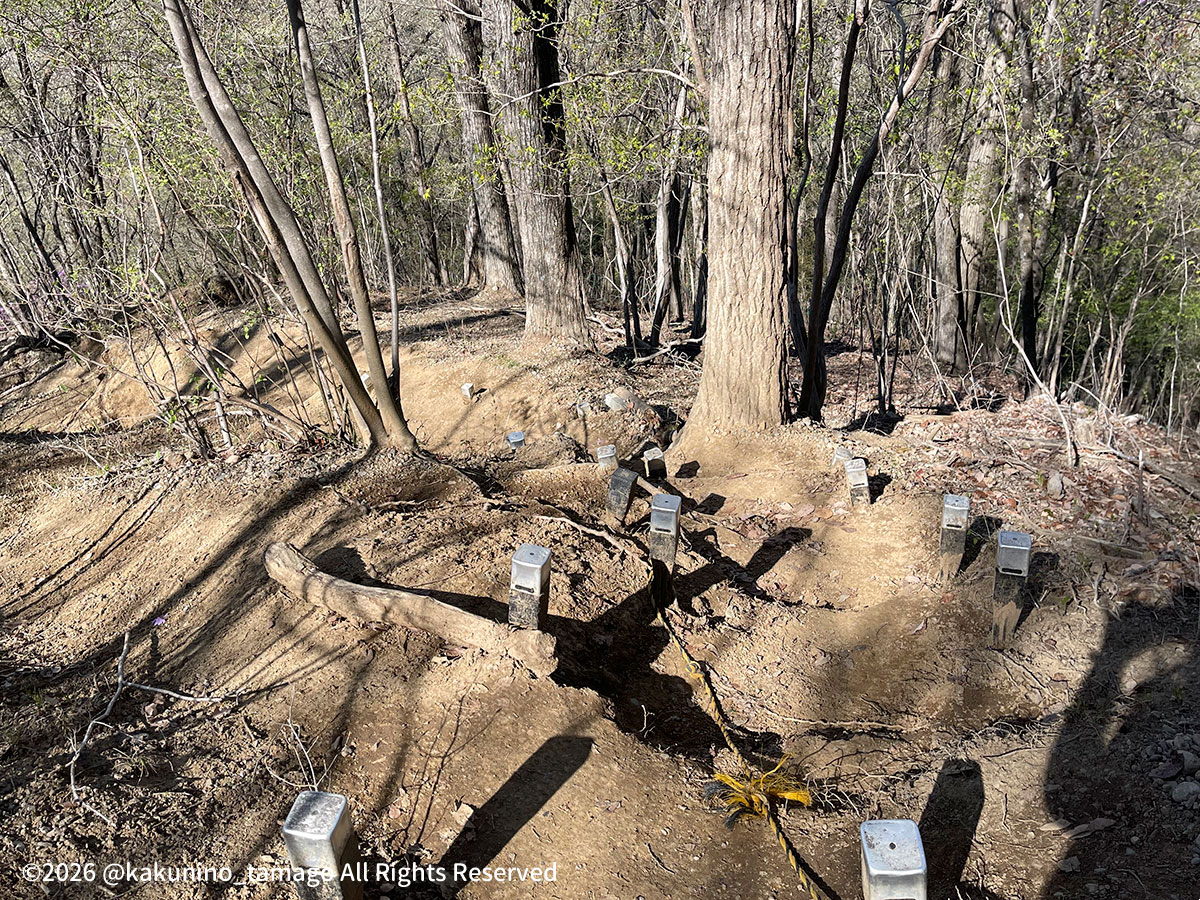 岩殿山山頂の近くの鎖場の写真