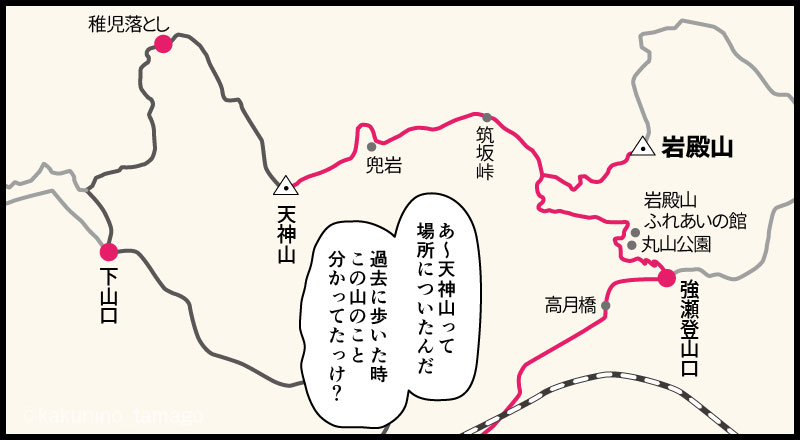 岩殿山周回コースのイラストマップ