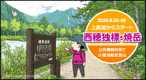 上高地から西穂独標と焼岳登山のタイトル画面