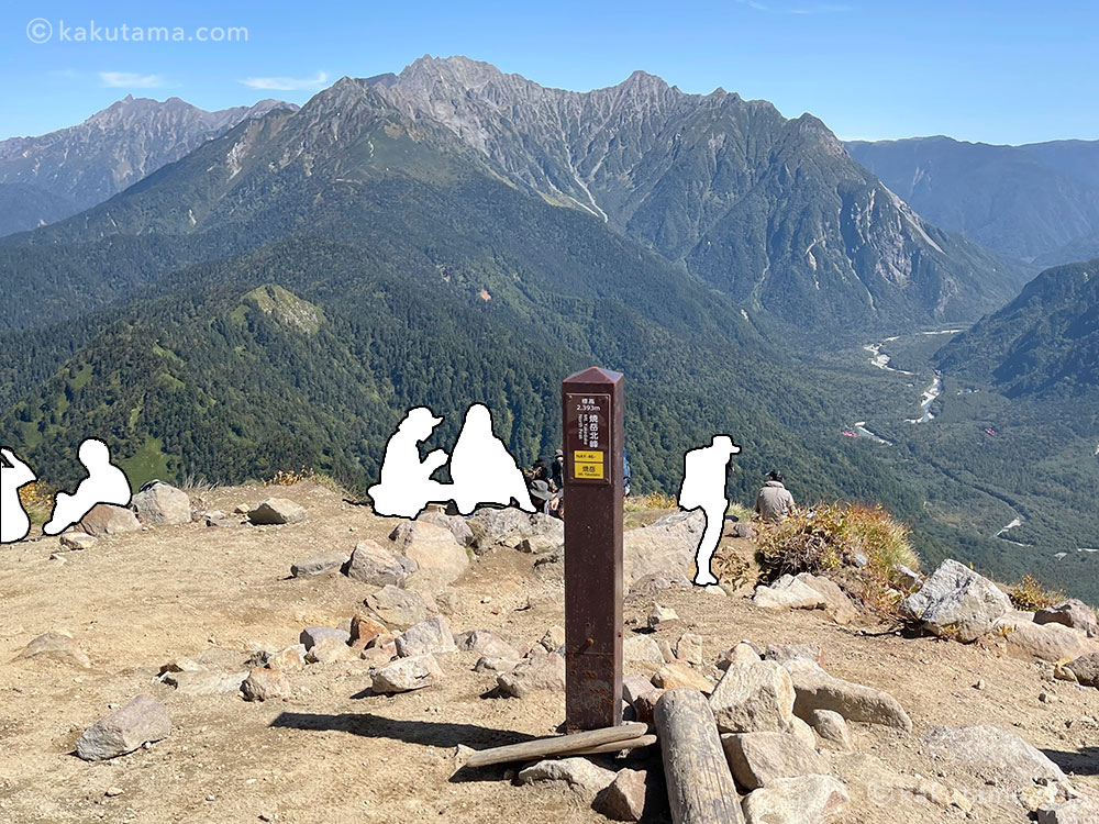 北アルプス・焼岳北峰の山頂の写真