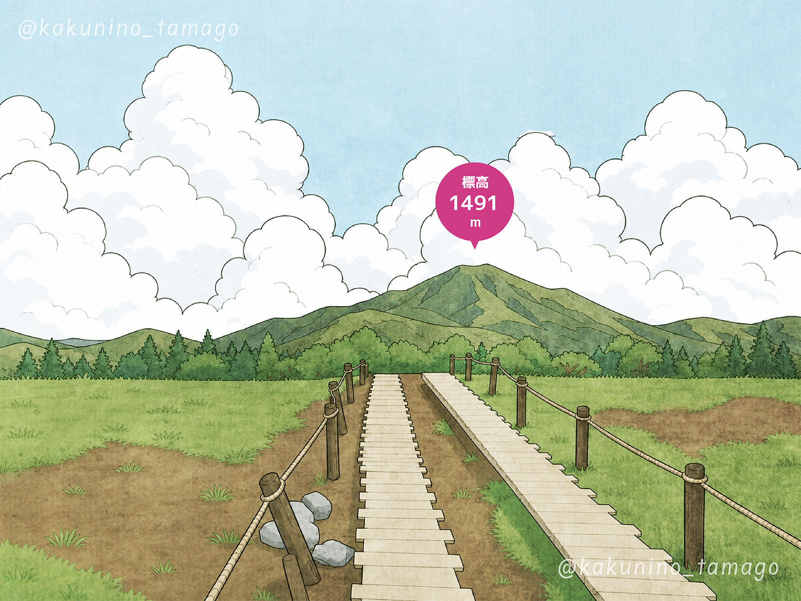 神奈川県、丹沢山域の塔ノ岳のイラスト